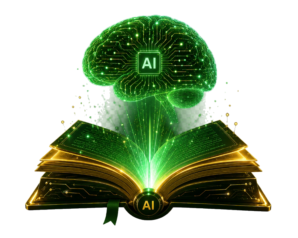 AI Brain and Book Hologram